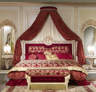 Luxus Barock Bett Bordeaux  Schlafzimmer Set aus Italien