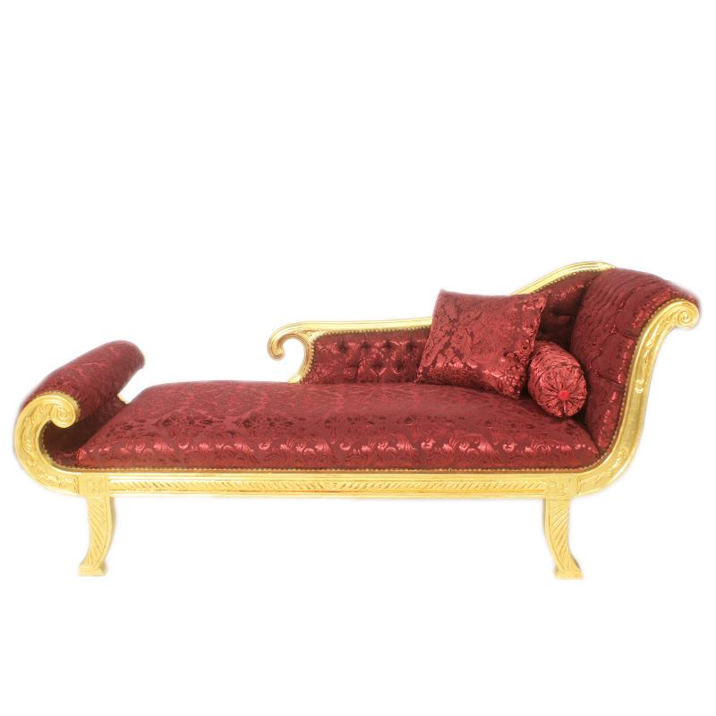 Casa Padrino Barock Chaiselongue XXL Bordeaux Muster / Gold