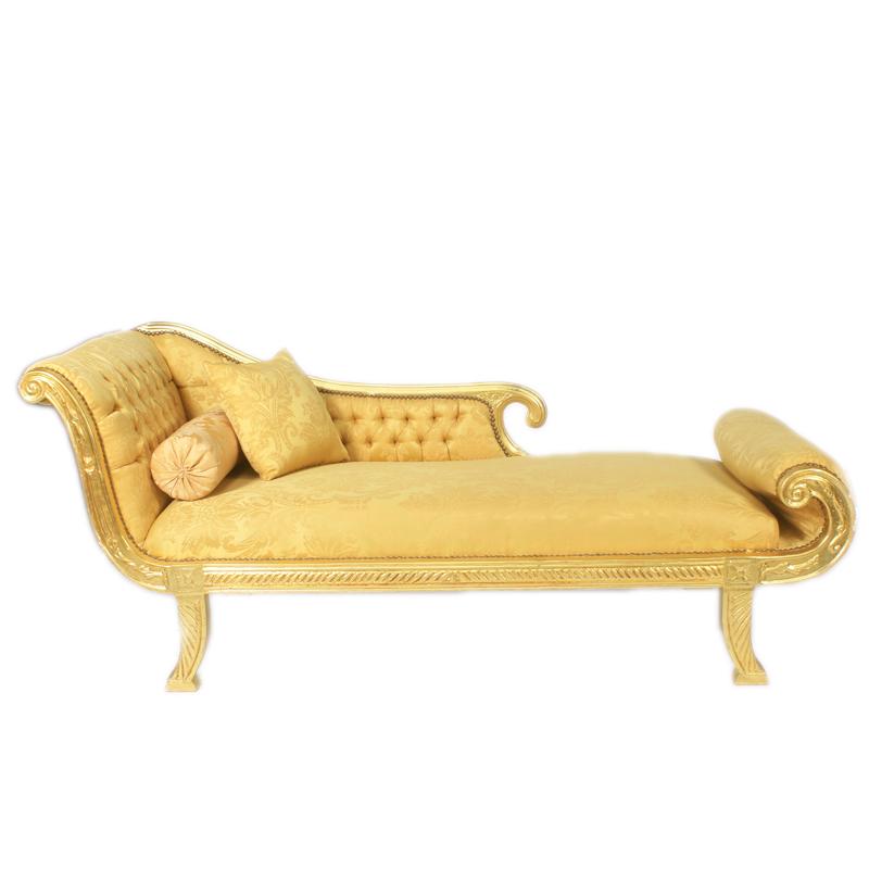 Casa Padrino Barock Chaiselongue XXL Gold Muster / Gold