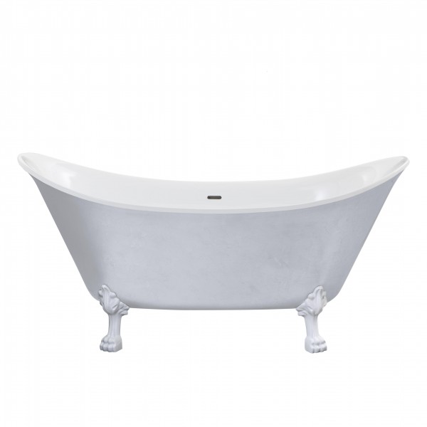 Casa Padrino Luxus Badewanne freistehend Silber Effekt